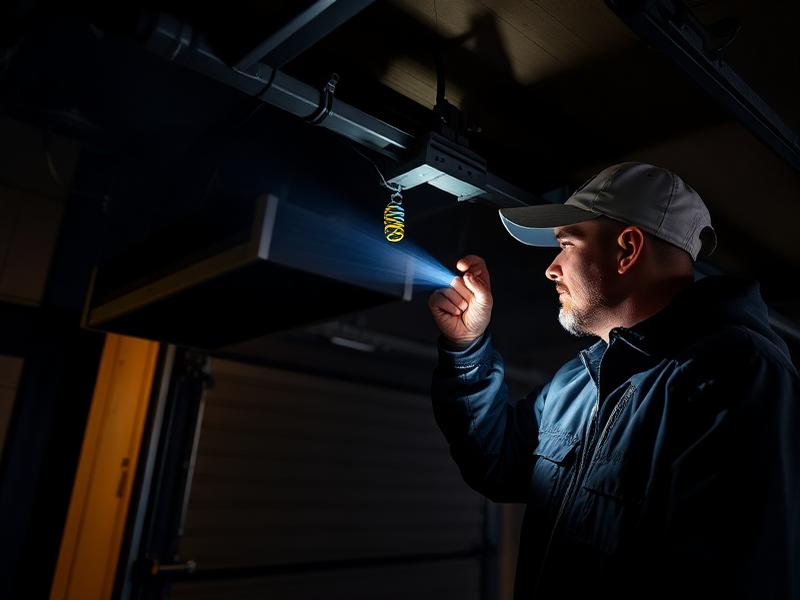 Emergency garage door service - professional technician at work