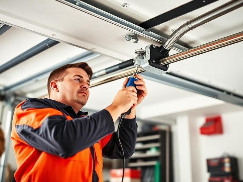Maintenance garage door service - professional technician at work